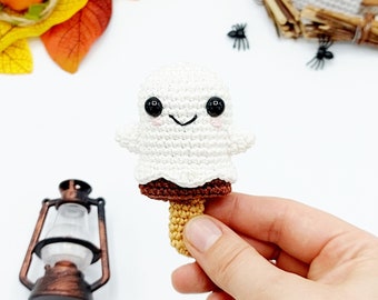 MOTIF : Amigurumi Ghost Halloween Ice Cream Pattern, Crochet Pattern Halloween Ice Cream, Crochet Ghost Ice Cream