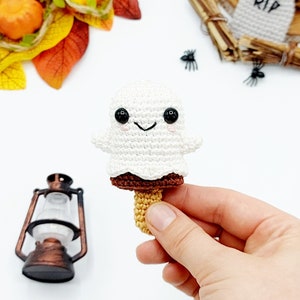 PATTERN: Amigurumi Halloween Crochet Pattern, Halloween Ice Cream Crochet Pattern, Amigurumi Pattern Ghost Ice Cream