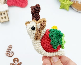 MOTIF : Amigurumi modèle escargot de renne, modèle au crochet escargot de Noël, Shelby, l'escargot de renne