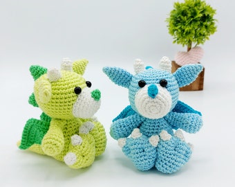 MOTIF: Amigurumi Pattern Dragon - Crochet Pattern Dragon, Dirk, le Dragon amical