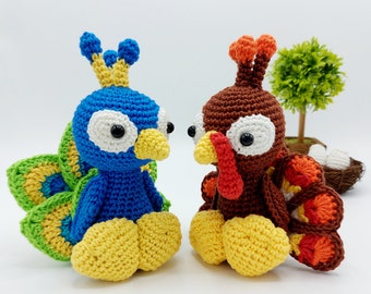 RABAIS COMBO : Patrons Amigurumi, Patrons au crochet, Paon et Dinde