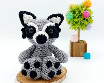 PATTERN: Cute Raccoon Crochet Pattern. Amigurumi Crochet Pattern.  Ricky, the Clever Raccoon  Amigurumi Pattern