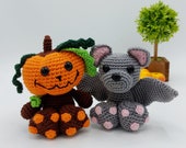 PATTERN Amigurumi Patterns, Combo Discount Halloween, Bobbie, the Spooky Bat and Pete, the Scary Pumpkin