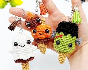 RÉDUCTION COMBO : Modèles Amigurumi d'Halloween, 3 x Modèles de crochet, Glace d'Halloween, Frankenstein et Glace citrouille et fantôme