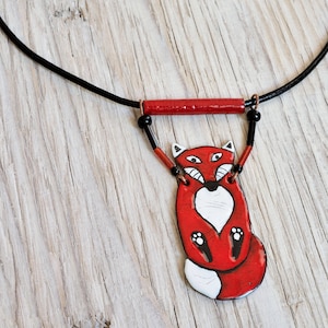 Enamel Necklace, Fox Pendant, Enamel Jewelry, Fox Necklace, Boho Enamel Necklace, Boho Necklace, Fox Jewelry, Fox In The Forest, Crafty,