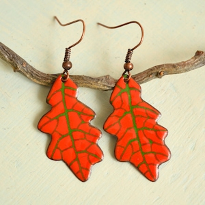 Hoja de roble de otoño, otoño, hojas de otoño, pendientes de otoño, pendientes de hojas, pendientes de hojas de roble, jevelry de roble, joyería de hojas, septiembre, octubre,