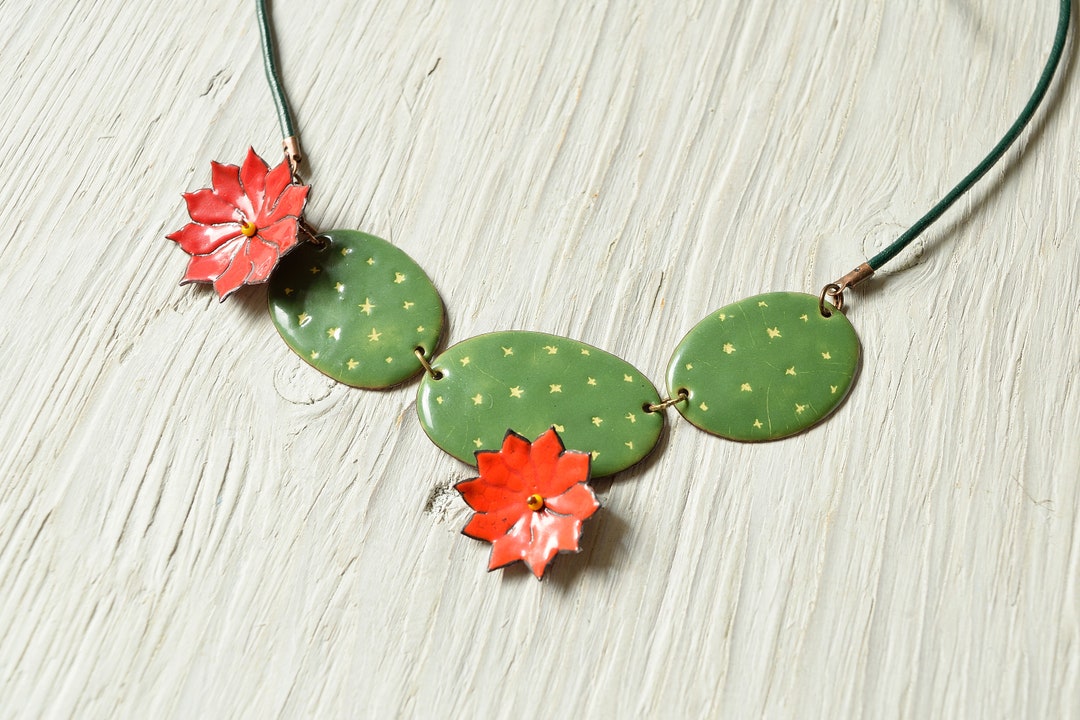 Pranella Yucca Blue Long Semi-Precious Necklace with Cactus Pendant Multi main image 1