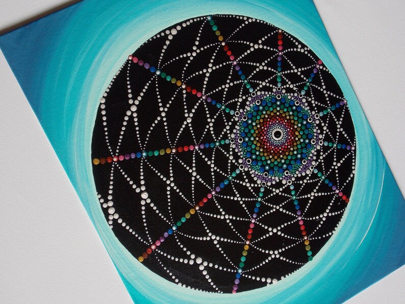 Dream Catcher Mandala Dot Mandala 11x14 Canvas Board Etsy