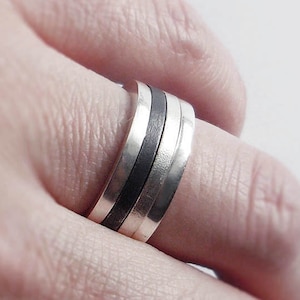 CLEARANCE SALE Stackable sterling silver ring. Unisex stackable ring set. Oxidized silver ring. Scandinavian jewelry design. Gift for him.