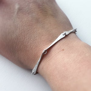 Geometric simple sterling silver bracelet. Modern elegant silver bracelet. Scandinavian minimalist jewelry design. Jewelry gift for her.