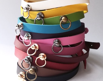 Ręcznie robiony choker z imitacji skóry, regulowany kołnierz