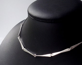 Handmade Sterling Silver Geometric Choker Necklace - Minimalist Discreet Sub Day Collar