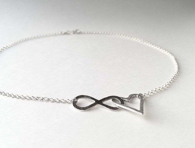 Discreet day collar bdsm Infinity necklace Scandinavian design. Heart pendant necklace Sterling silver choker Submissive day collar