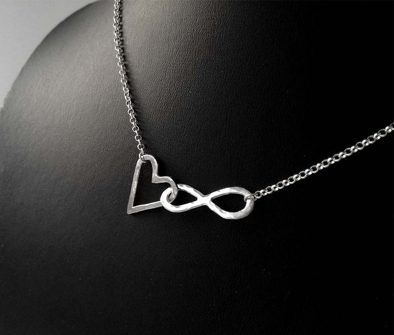 Discreet day collar bdsm Infinity necklace Scandinavian design. Heart pendant necklace Sterling silver choker Submissive day collar
