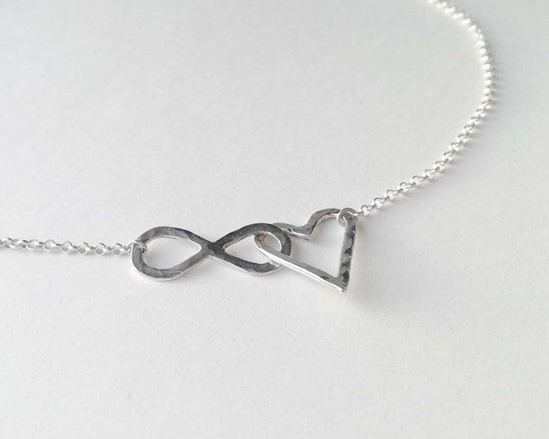 Discreet day collar bdsm Infinity necklace Scandinavian design. Heart pendant necklace Sterling silver choker Submissive day collar