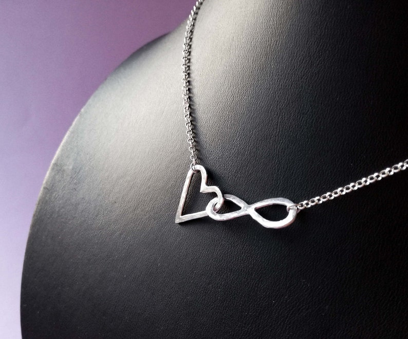 Discreet day collar bdsm Infinity necklace Scandinavian design. Heart pendant necklace Sterling silver choker Submissive day collar