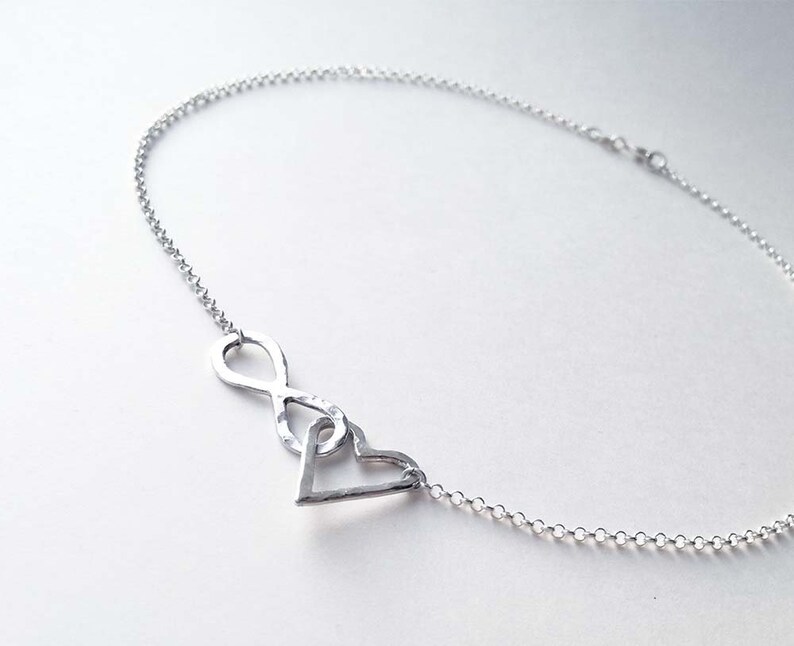 Discreet day collar bdsm Infinity necklace Scandinavian design. Heart pendant necklace Sterling silver choker Submissive day collar