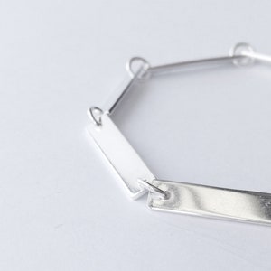 Simple sterling silver bracelet. Modern elegant silver bracelet. Scandinavian minimalist jewelry design. Jewelry gift for her.