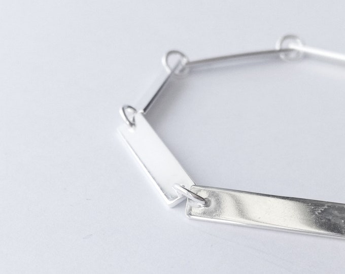 Simple sterling silver bracelet. Modern elegant silver bracelet. Scandinavian minimalist jewelry design. Jewelry gift for her.