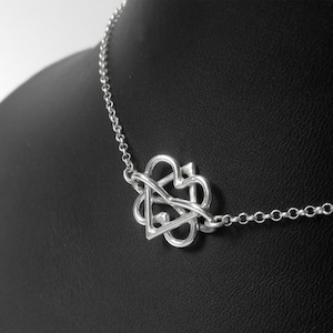 Poly heart choker necklace. Sterling silver. Discreet polyamorous symbol collar. LGBTQ jewellery. Heart infinity jewelry. Gift for her.