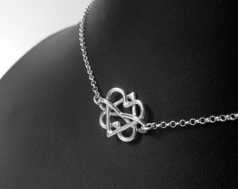 Poly heart choker necklace. Sterling silver. Discreet polyamorous symbol collar. LGBTQ jewellery. Heart infinity jewelry. Gift for her.