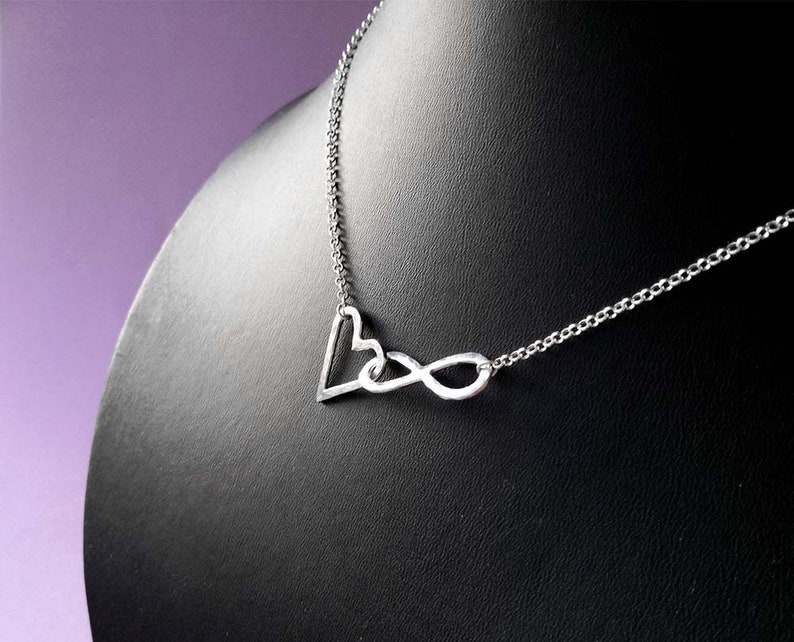 Discreet day collar bdsm Infinity necklace Scandinavian design. Heart pendant necklace Sterling silver choker Submissive day collar