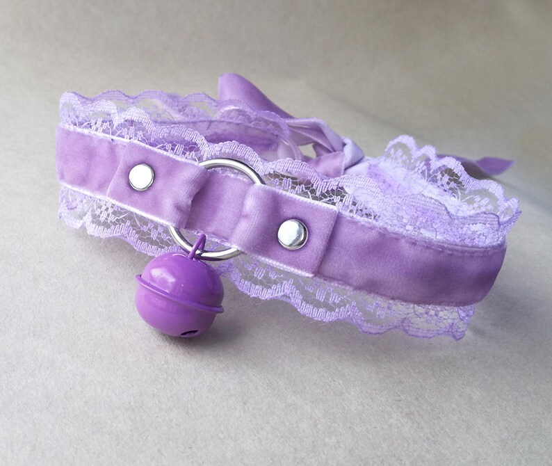Purple Kitten Collar With Bell. Ddlg Choker. Kitty Play Oring Etsy