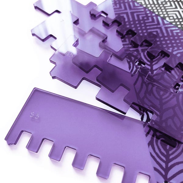 set of 3 needle pusher tools in acrilic (pmma), eco Green Cast · transparent lavender · knitting machines