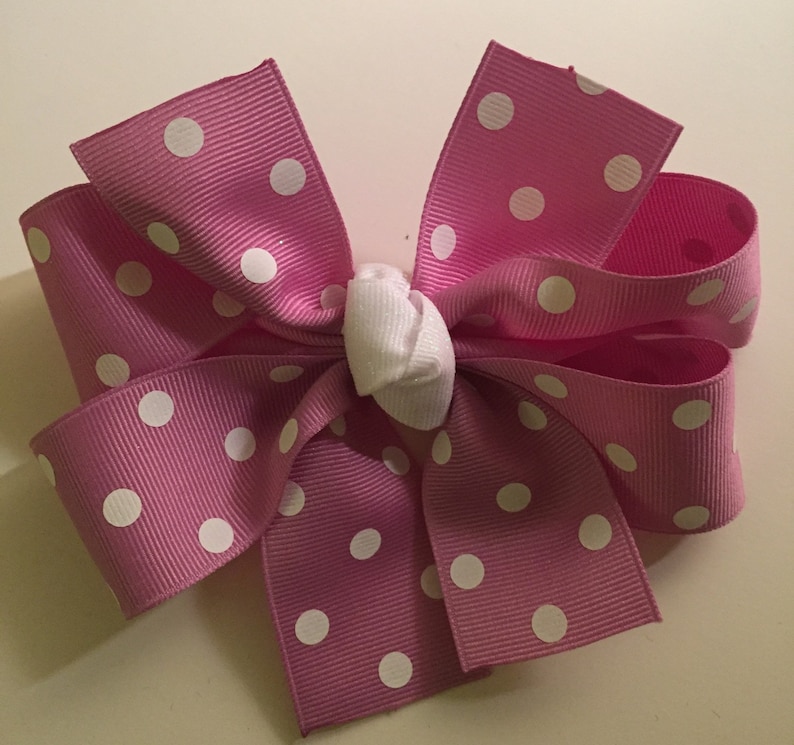 Purple Polka Dot Pinwheel Bow