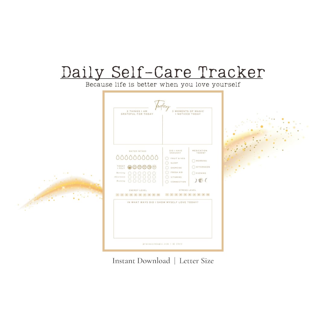 Self Care Daily Journal, Printable Digital Self Care and Health Tracker ...