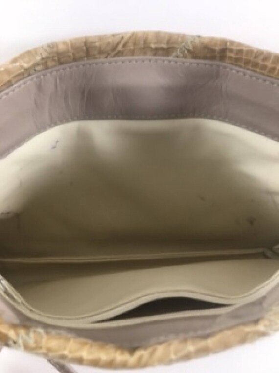 beige snakeskin purse