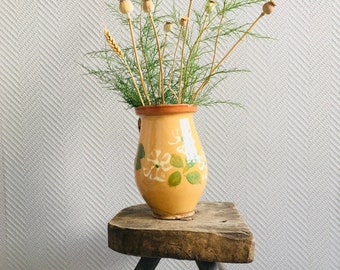 Antique Glazed Vessel, Primitive Clay Pot, Rustic Mediterranean Table Decor, Vintage Rural Pottery Eathenware, Folk Pitcher Garden Decor