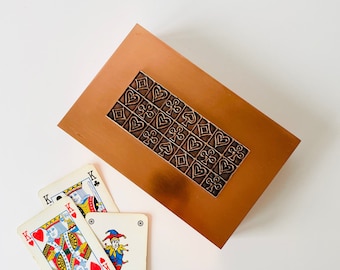 Vintage Mid Century Handcrafted Modern Copper Cigarette Box, Midcentury  Business Card Holder Brass Box, Vintage Playing Card Holder Box