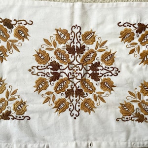 Vintage Traditional Hungarian Folk Pillow Case without Pillow, Hand Embroidered Folk White Canvas Pillow Cover, Rural Style, Kalocsa Folk