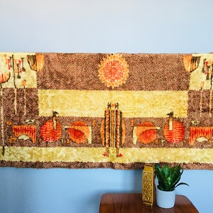 Mid century modern wall hanging, Mid century abstract wall art, Mid century textile wall art, Yellow and borwn modern rug #77