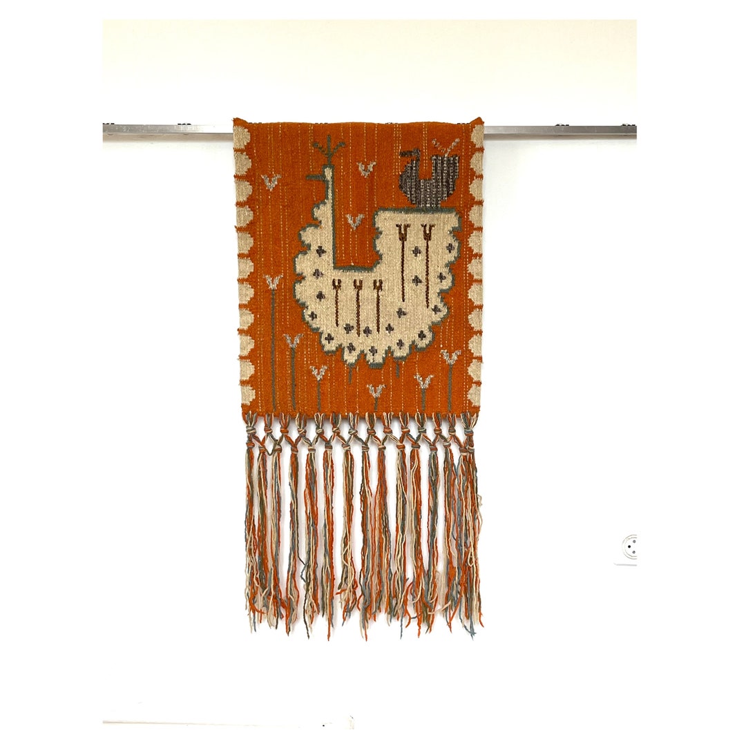 Vintage Mid Century Hand Woven Wool Tapestry From Eva Nemeth