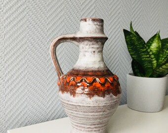 Jasba によるヴィンテージ西ドイツ陶器花瓶、茶色の赤釉陶器、1960