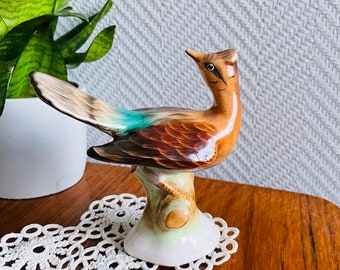 ヴィンテージのカケス鳥の置物：陶器製の花柄磁器鳥、6インチ - Etsy 日本