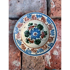 Vintage Hundred Years Old Hungarian Handmade Folklore Ceramic Plate, Antique Clay Plate, Vintage Cottage Peasant Wall Pottery Plate