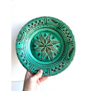 Hungarian Folk Plate, Antique Clay Plate, Vintage Ceramic Plate, Peasant Wall Plate, Hand Painted Pottery, Cottage and Farmhouse Ceramic