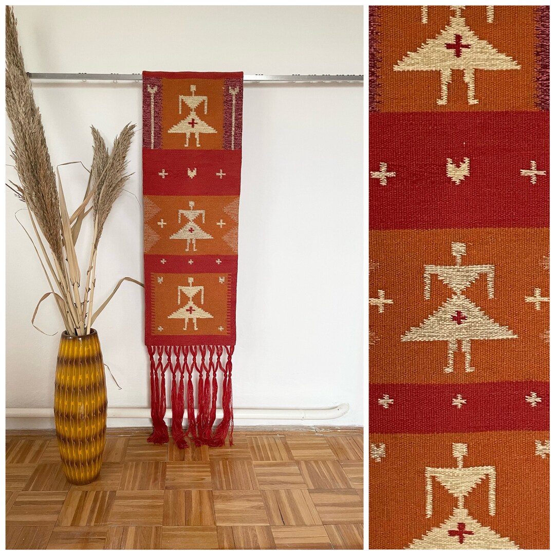 Vintage Wool Hand Woven Wall Hanging Tapestry Scandinavian Etsy