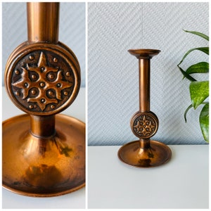 Vintage solid copper candle holder, one flame candlestick holder, modern sculptural bronze minimalist candleholder, contemporary home design