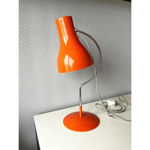 Vintage Czech Napako Czechoslovakian Orange Table Lamp by Josef Hurka, MCM lightning, nightstand lamp, Industrial Desk Lamp, Architect Lamp