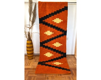 Vintage wall hanging tapestry, thick bohemian wall hanging, beige abstract rug, boho wall tapestry for bedroom, bedside retro rug