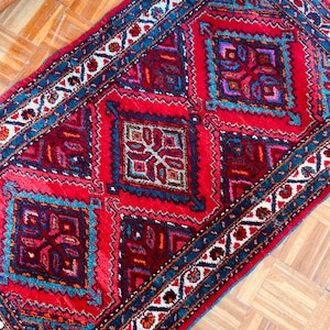 Handsome Hamadan- 1930s Antique Persian Rug - Tribal Carpet - 2'4 x 3'9  ft - Rouzatirugs