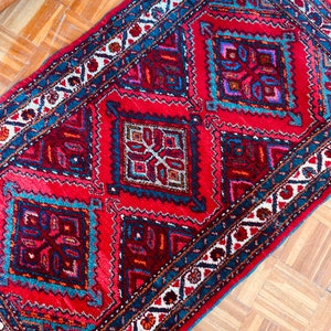Vintage Floral Persian Carpet, Tribal Hand Knotted Wool Persian Rug, Hamadan Hand Knotted Area Rug 4.7 x 2.8 ft,