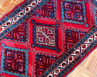Vintage Floral Anatolian Turkish Carpet, Tribal Hand Knotted Wool Mucur Kirsehir Persian Rug, Hand Knotted Tribal Area Rug 4.7 x 2.8 ft