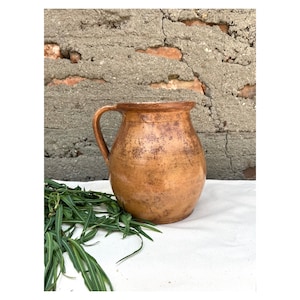 Hungarian Primitive Jug, Vintage Vase, Rustic Pottery Pitcher, Traditional Rural Pot, Historic Vessel, Antique Clay Vase, Farmhouse Decor