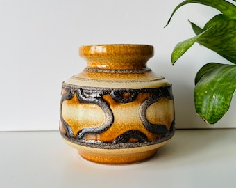Strehla , Vintage Brown, Fat Lava Bowl by Strehla, East