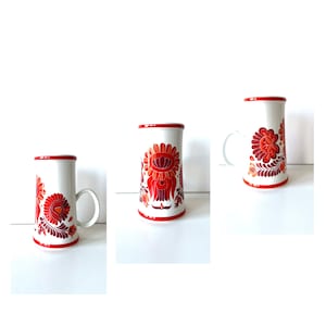 Vintage Folk Art Hungarian Porcelain Mug, Traditional Hungary Folk Flowers, Porcelain Cup